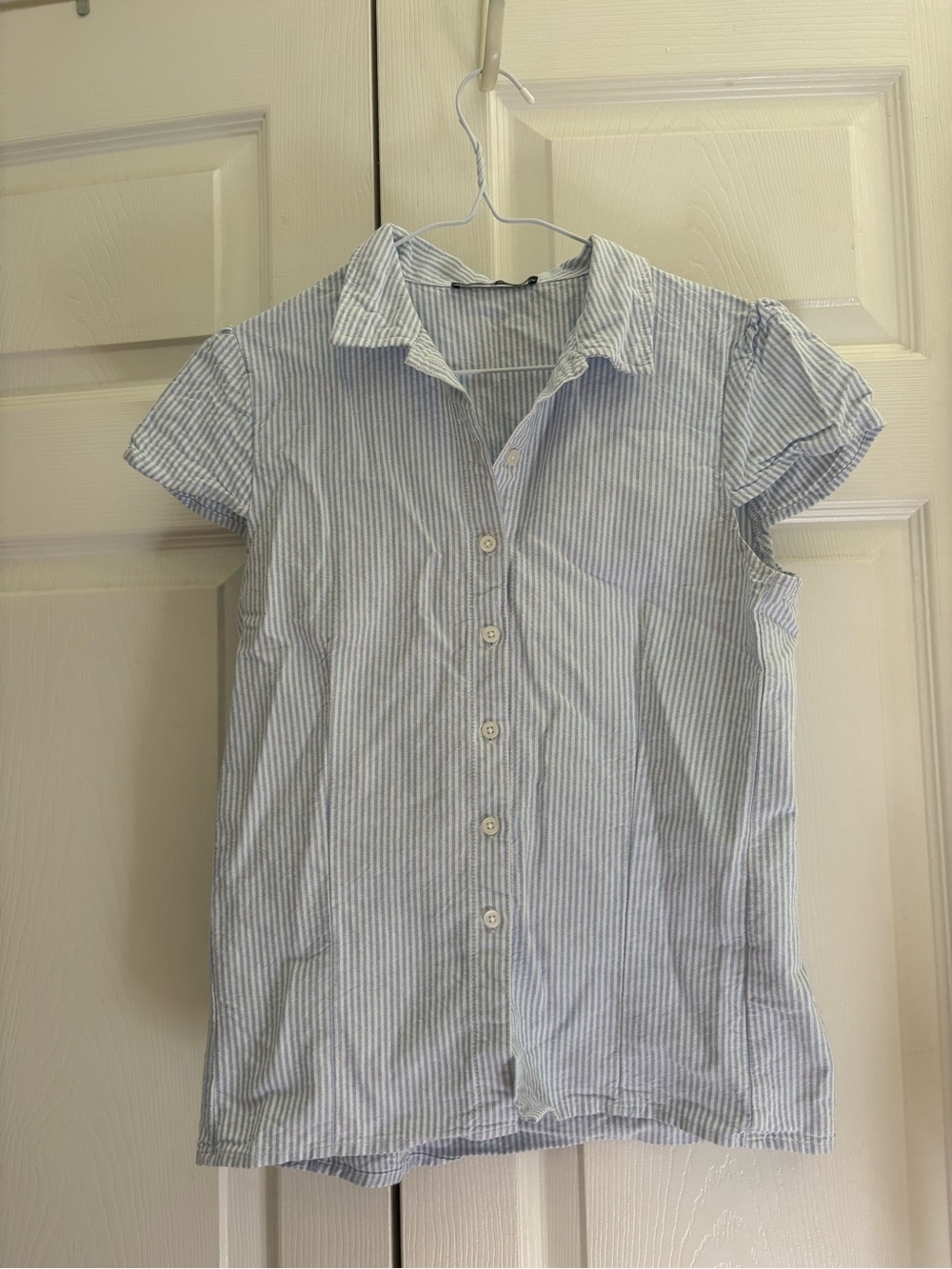 Brandy Melville Light Blue & White Striped Button-Down Shirt